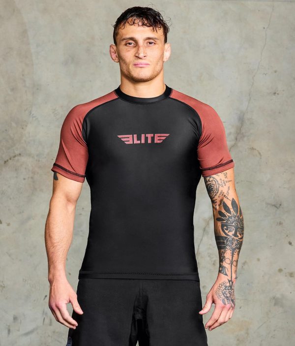 Men s Standard Brown Short Sleeve MMA Rash Guard Online Hot Sale