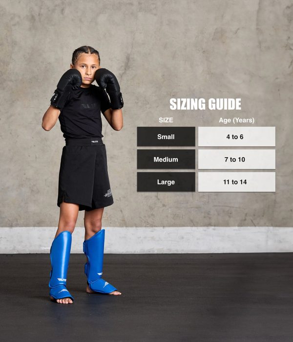 Kids  Plain Blue Muay Thai Shin Guards : 7 to 10 Years For Discount - Image 5