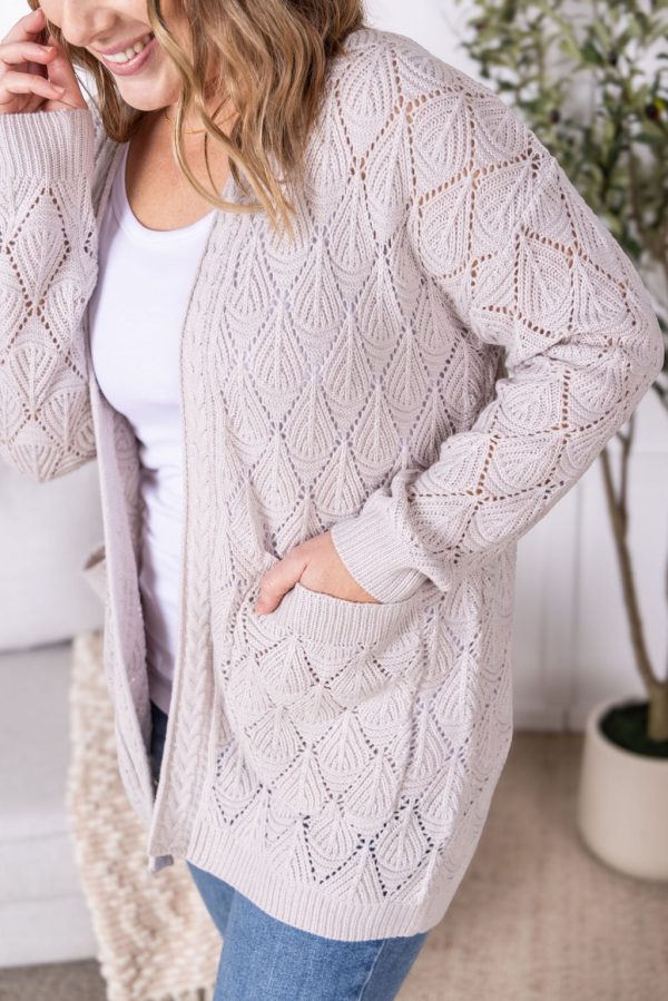 04.24 EN ROUTE Open Knit Cardigan - Neutral Sale - Image 4