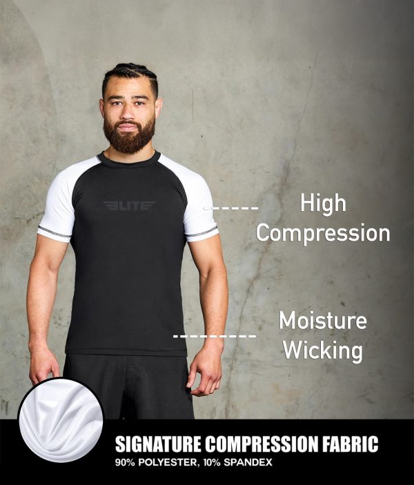 Standard White Short Sleeve No-Gi Mens BJJ Rash Guard on Sale - Image 2