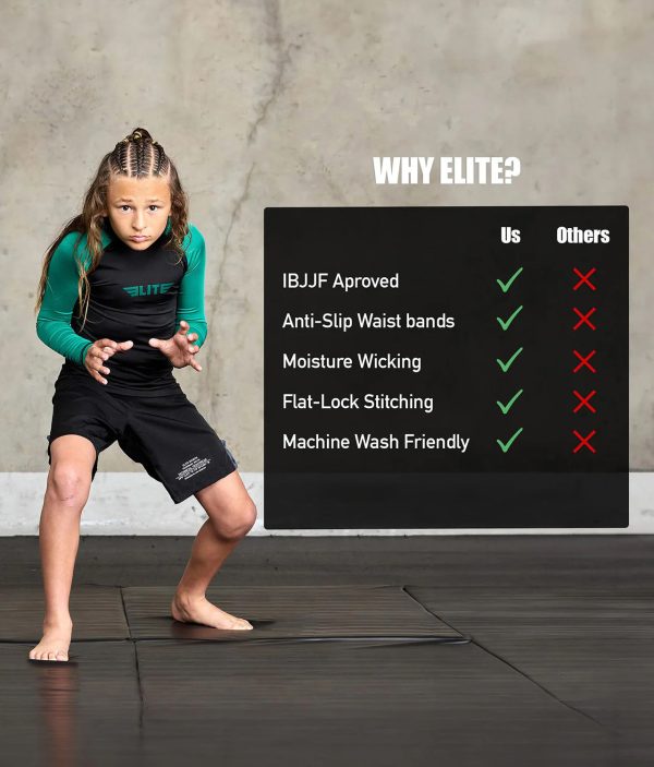 Kids  Standard Green Long Sleeve boxing Rash Guard Cheap - Image 4