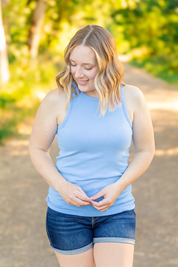 IN STOCK Tara Ribbed Tank - Light Blue on Sale - Image 4