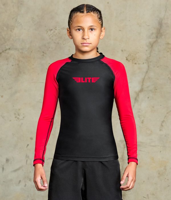 Kids  Standard Red Long Sleeve Muay Thai Rash Guard For Sale
