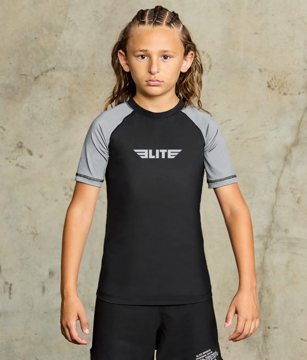 Kids  Standard Gray Short Sleeve Boxing Rash Guard For Discount