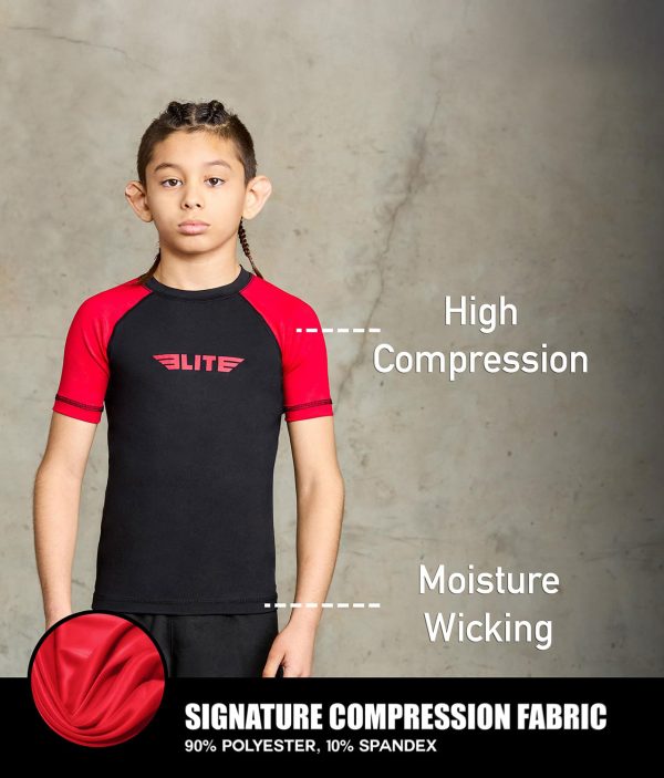 Kids  Standard Red Short Sleeve Training Rash Guard Supply - Image 2