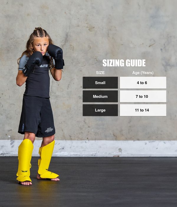 Kids  Plain Yellow Boxing Shin Guards : 7 to 10 Years Cheap - Image 5