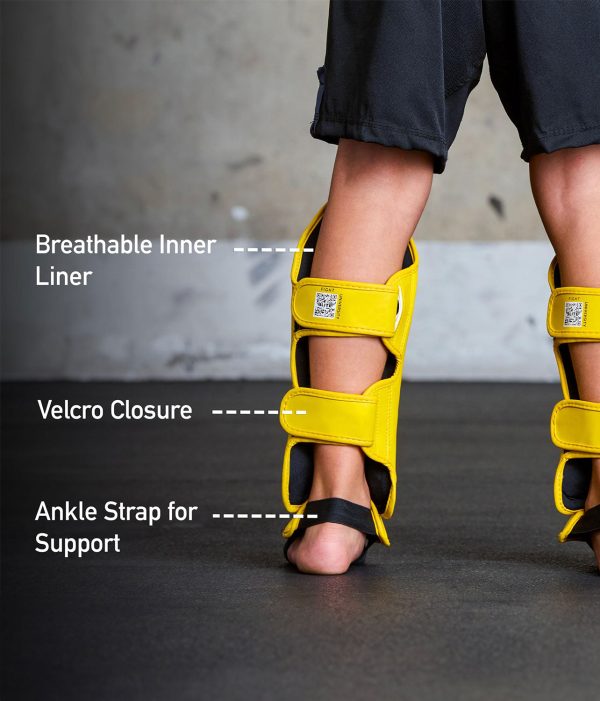 Kids  Plain Yellow Boxing Shin Guards : 7 to 10 Years Cheap - Image 3