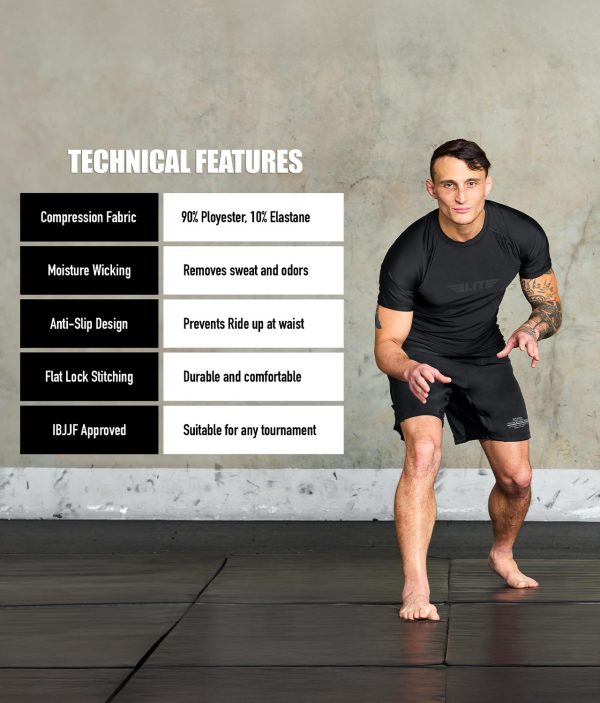 Men s Standard Black Short Sleeve Muay Thai Rash Guard Sale - Image 4