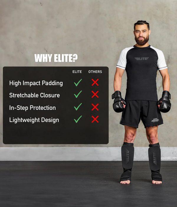 Adults  Standard Black Black MMA Shin Guards Online Sale - Image 4