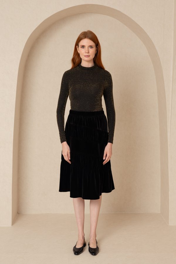 Black Layered Velvet Skirt Sale - Image 4