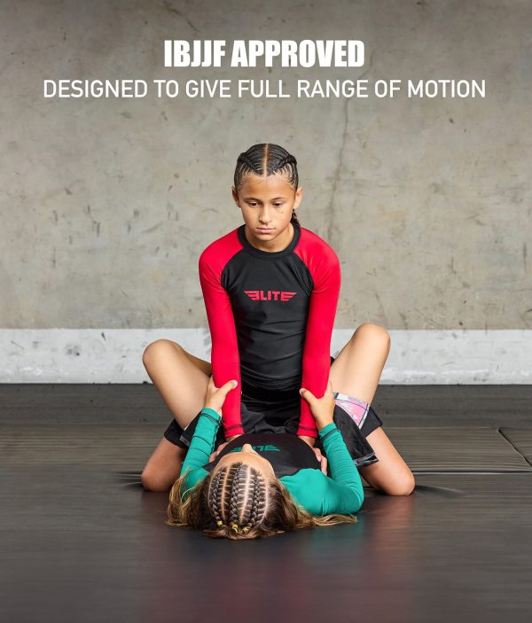Kids  Standard Red Long Sleeve Muay Thai Rash Guard For Sale - Image 5