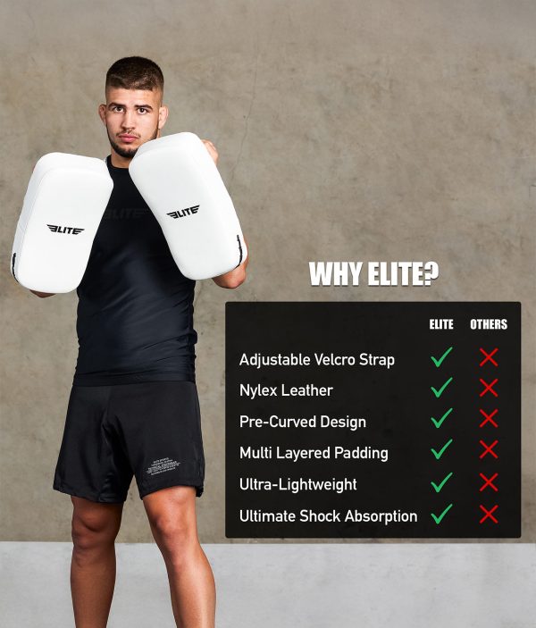 Adults Plain White Muay Thai Kick Pad For Sale - Image 5