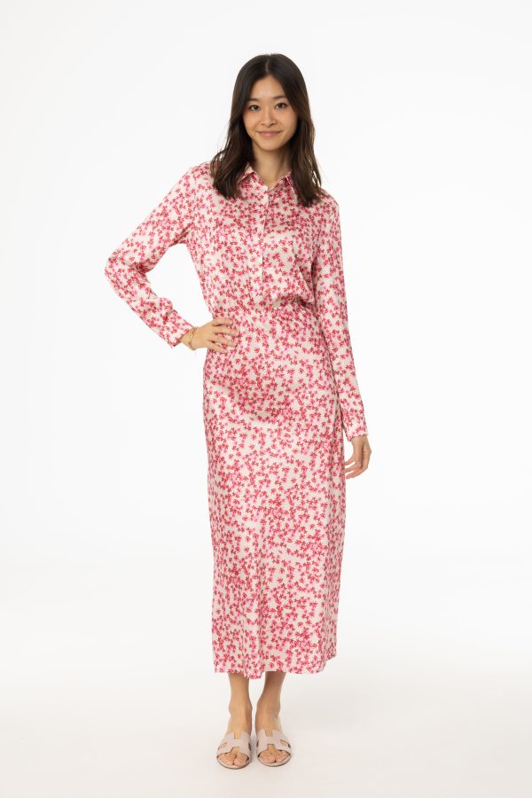 Pink Floral Printed Slip Skirt For Sale - Image 4