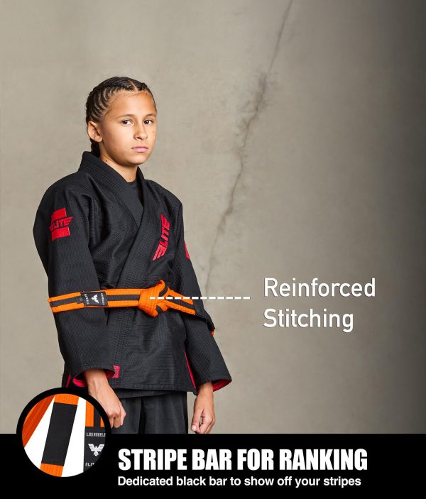 Brazilian Jiu Jitsu Kids BJJ Orange Black Belt For Cheap - Image 2