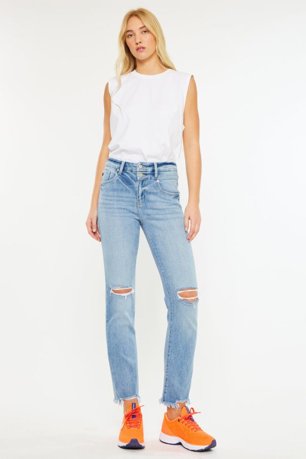 Clover High Rise Slim Straight Fit Leg Jeans on Sale
