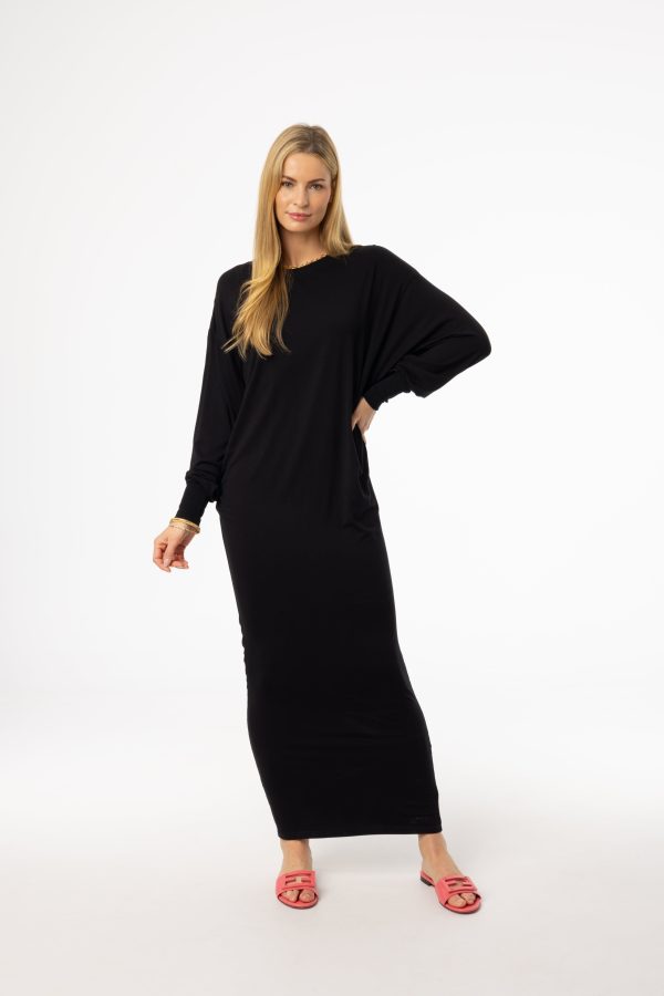 Black Oversized Dolman Sleeve Maxi Dress Online now