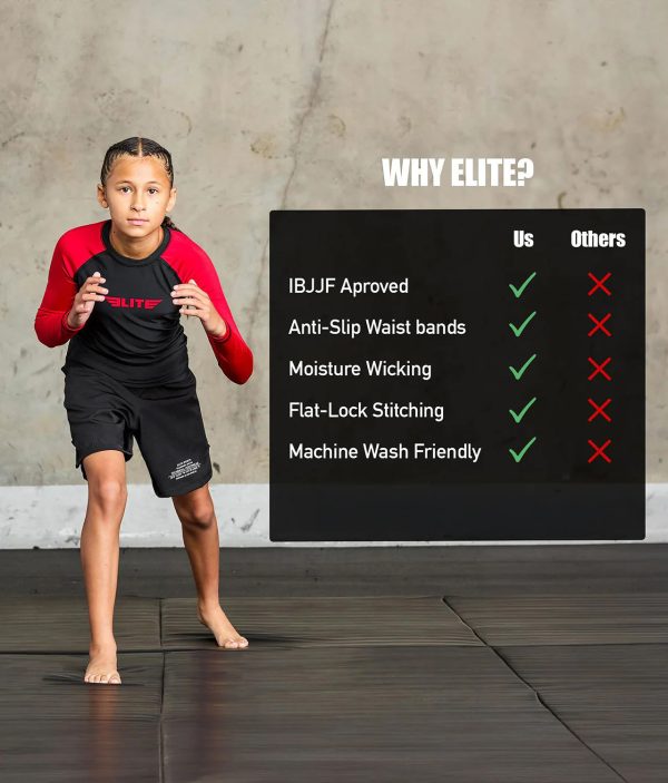 Kids  Standard Red Long Sleeve Muay Thai Rash Guard For Sale - Image 4