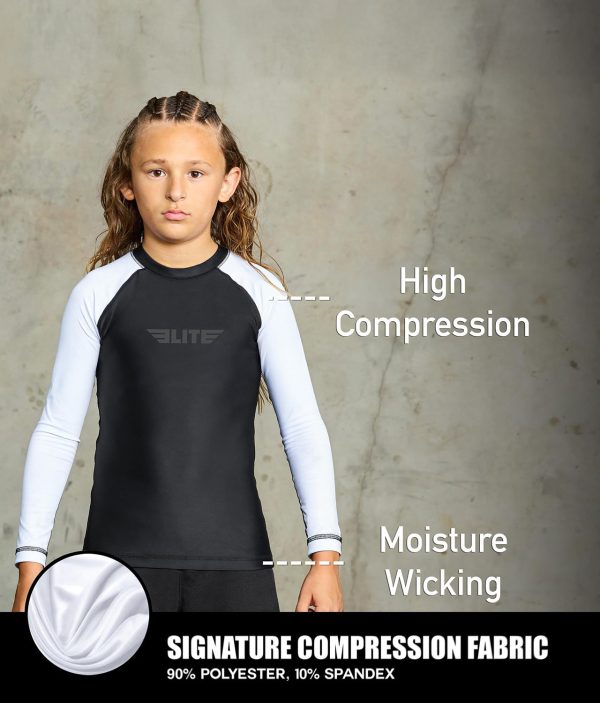 Kids  Standard White Long Sleeve Boxing Rash Guard Online - Image 2