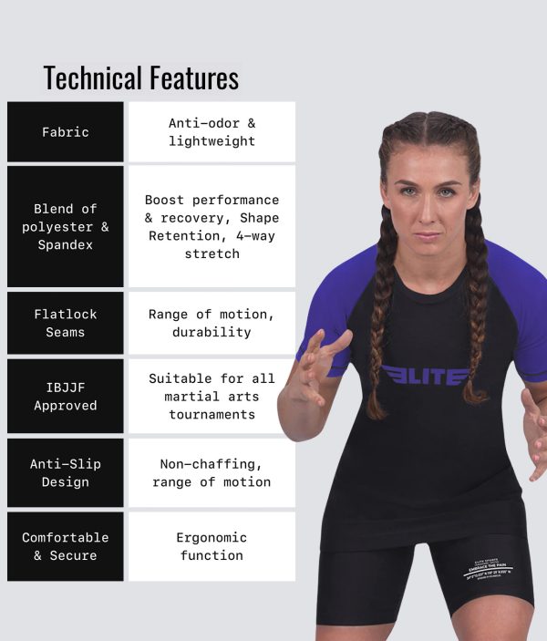 Women s Standard Purple Short Sleeve MMA Rash Guard For Discount - Image 5