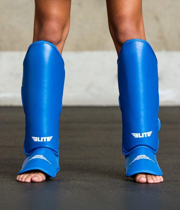 Kids  Plain Blue Muay Thai Shin Guards : 7 to 10 Years For Discount