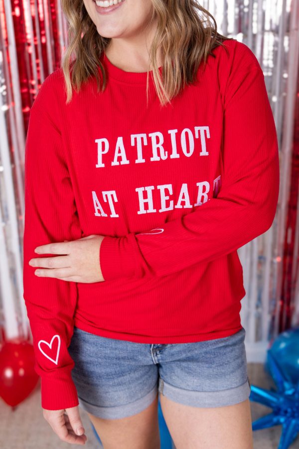 04.18 EN ROUTE Corrine Embroidered Pullover Top - Patriot at Heart Cheap