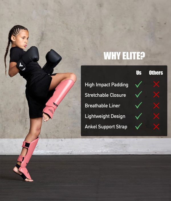 Kids  Plain Pink Boxing Shin Guards : 7 to 10 Years Discount - Image 4