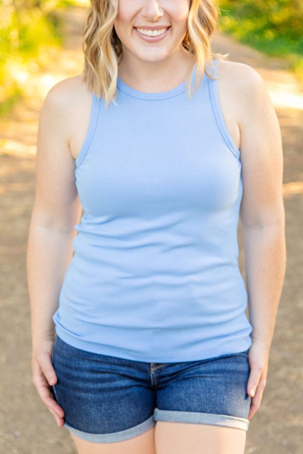 IN STOCK Tara Ribbed Tank - Light Blue on Sale
