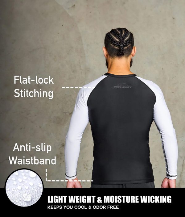 Men s Standard White Long Sleeve Wrestling Rash Guard For Sale - Image 3