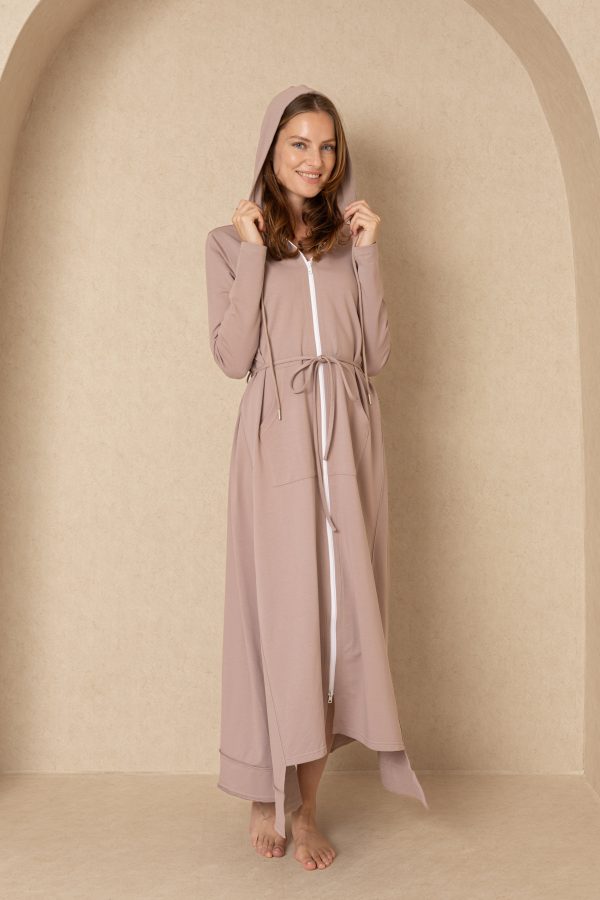 Mauve Maxi Sweatshirt Dress For Cheap - Image 2