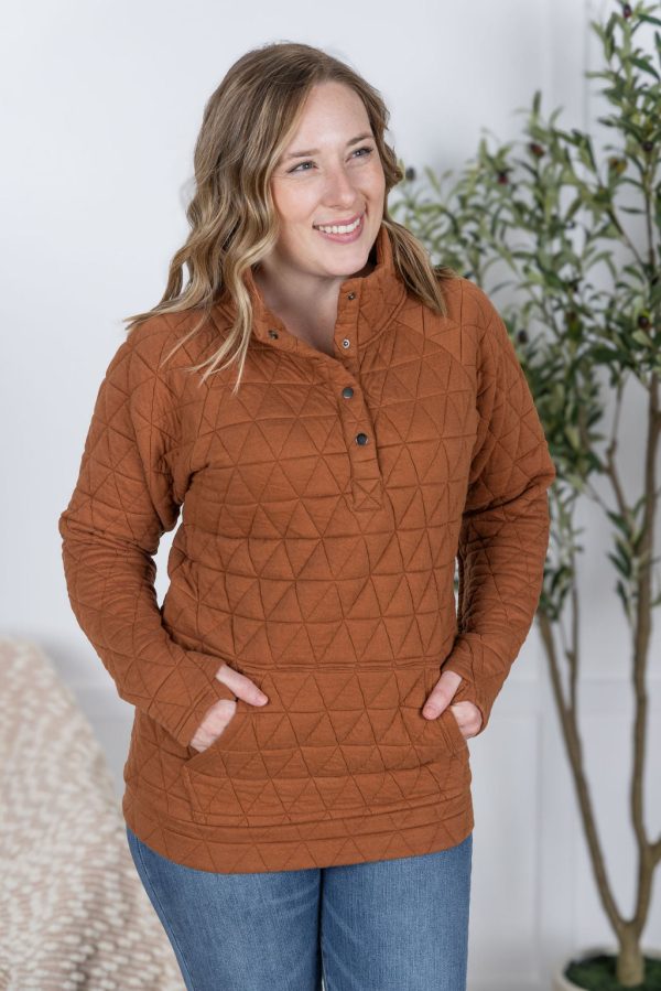 IN PRODUCTION Geometric Button Snap Pullover - Rust Online Hot Sale