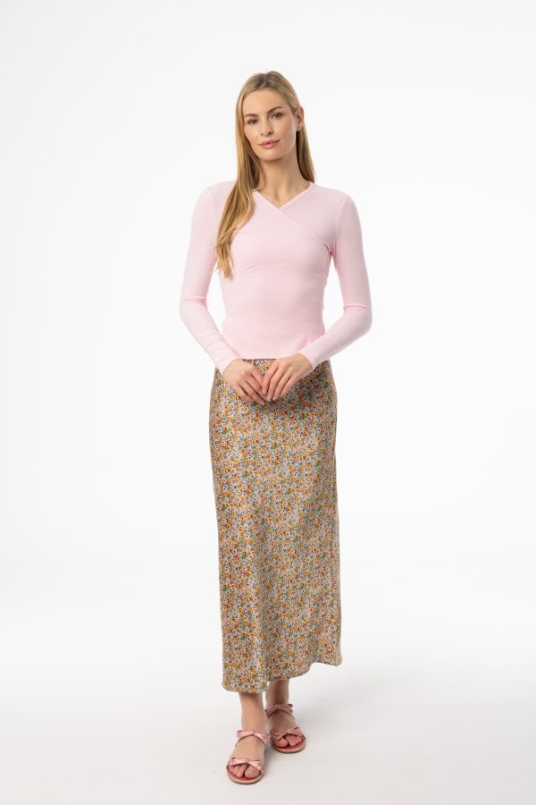 Green Floral Printed Slip Skirt Hot on Sale