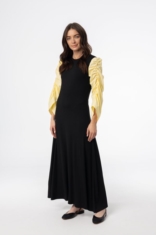 Black and Yellow Colorblock Maxi Dress on Sale