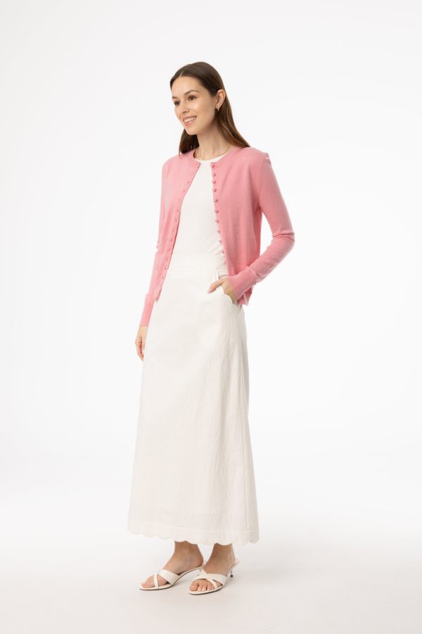 Cream Scalloped Maxi Skirt Sale - Image 2