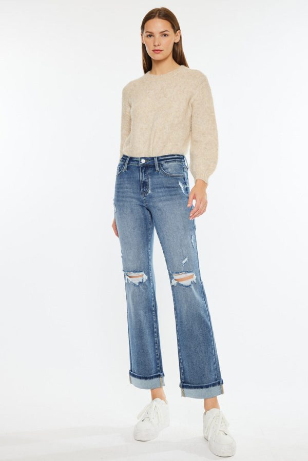 Carrie Mid Rise True Straight Leg Jeans Supply