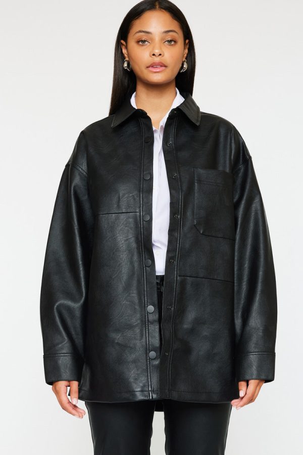 Margo Faux Leather Oversized Jacket Online - Image 5