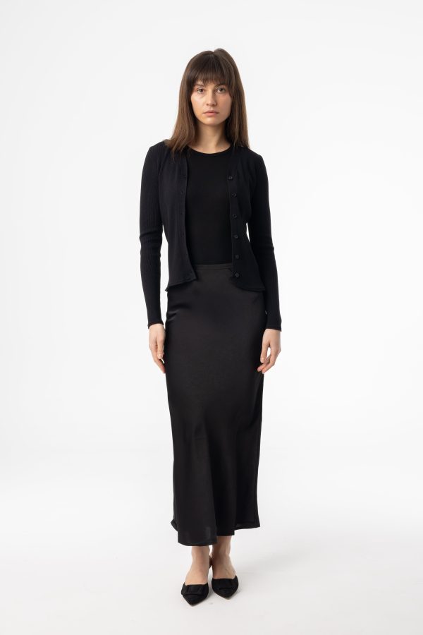 Black Silk Skirt Fashion - Image 4