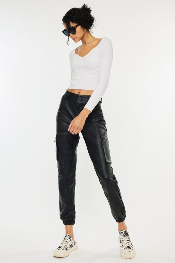 Rooney Ultra High Rise Faux Leather Joggers For Discount - Image 4