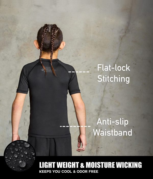 Kids  Standard Black Short Sleeve Wrestling Rash Guard Online - Image 3