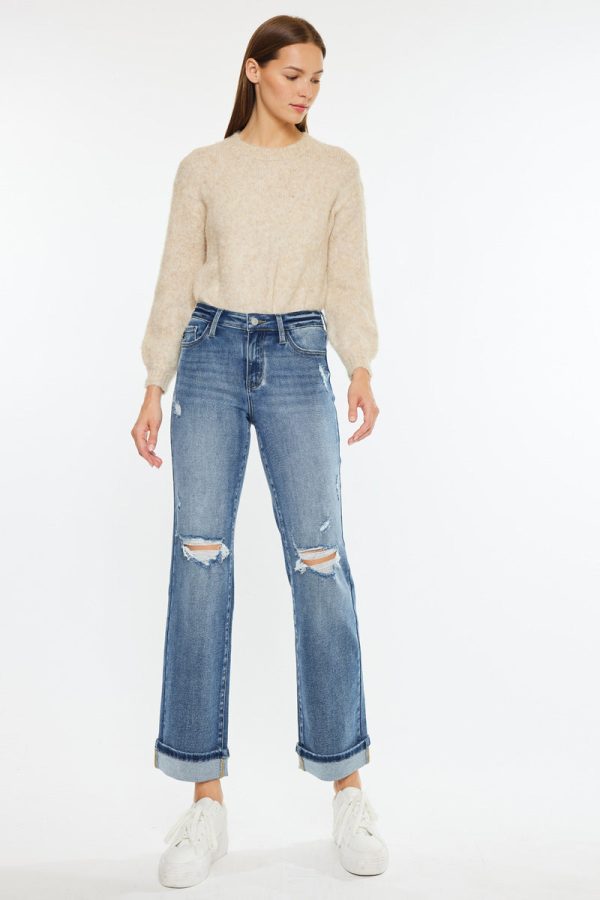 Carrie Mid Rise True Straight Leg Jeans Supply - Image 3