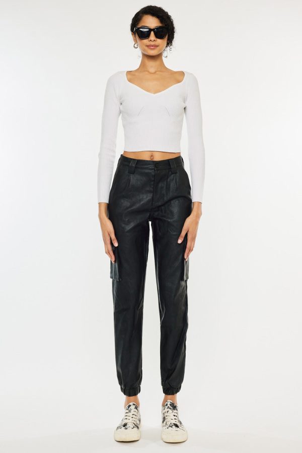 Rooney Ultra High Rise Faux Leather Joggers For Discount - Image 3