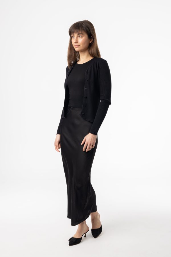 Black Silk Skirt Fashion - Image 2