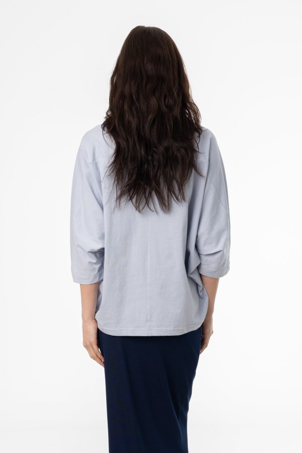 Blue Oversized Dolman 3 4 Sleeve T-Shirt For Sale - Image 3