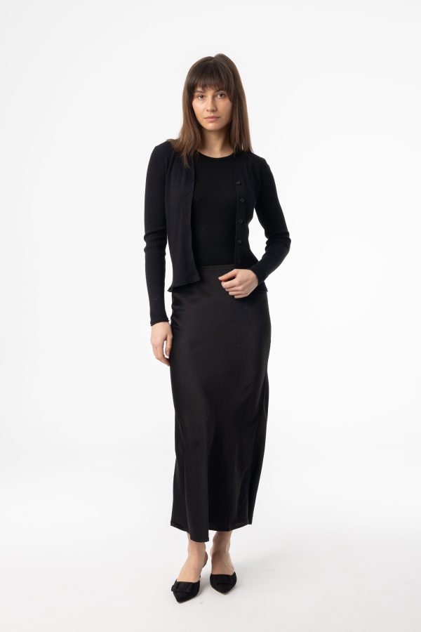 Black Silk Skirt Fashion