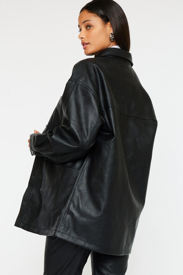 Margo Faux Leather Oversized Jacket Online - Image 3