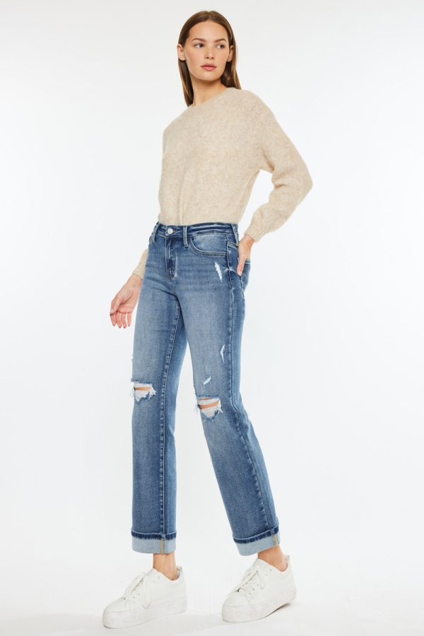 Carrie Mid Rise True Straight Leg Jeans Supply - Image 4