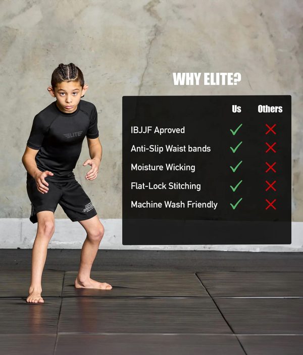 Kids  Standard Black Short Sleeve Wrestling Rash Guard Online - Image 4