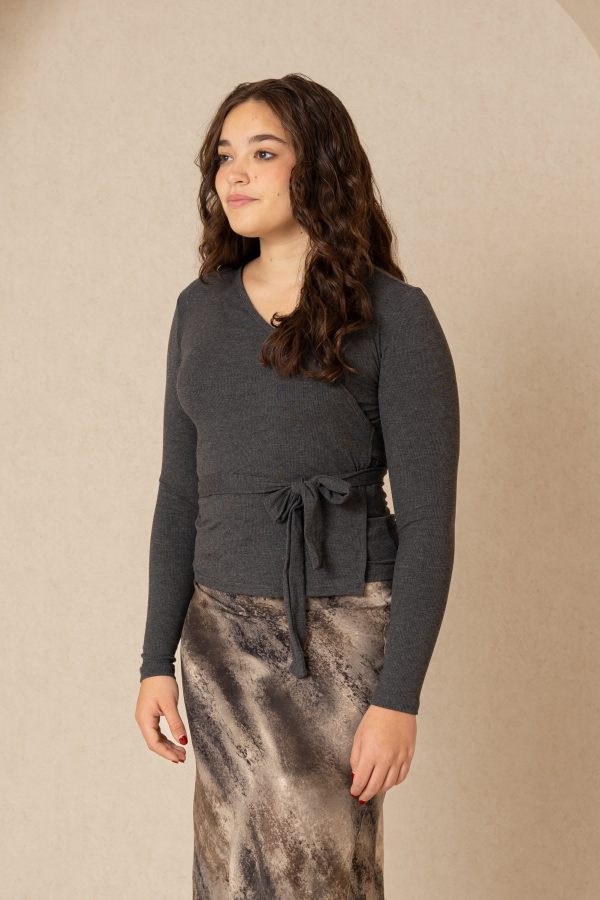 Heather Grey Wrap Tee Online Hot Sale - Image 2