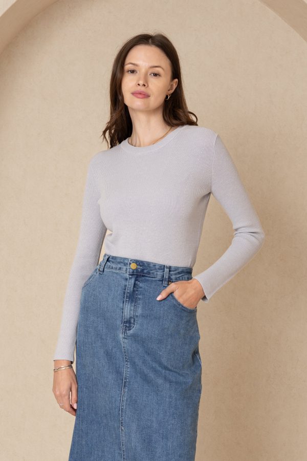 Light Blue Crewneck Sweater Fashion - Image 4
