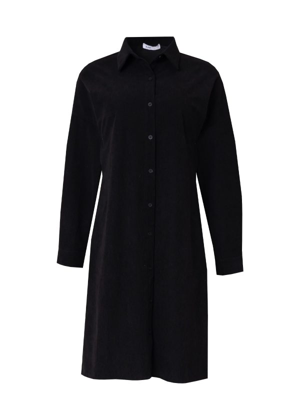 Black Corduroy Shirt Dress Fashion - Image 5